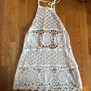 Hollister White Crochet Halter Mini Dress